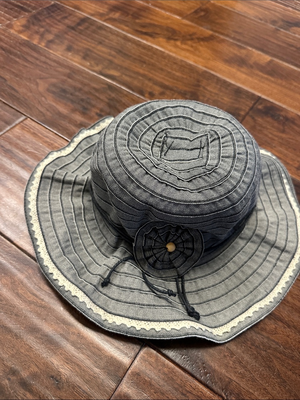 C.C Gray Cotton Sun Hat with Stitched Ring Detail